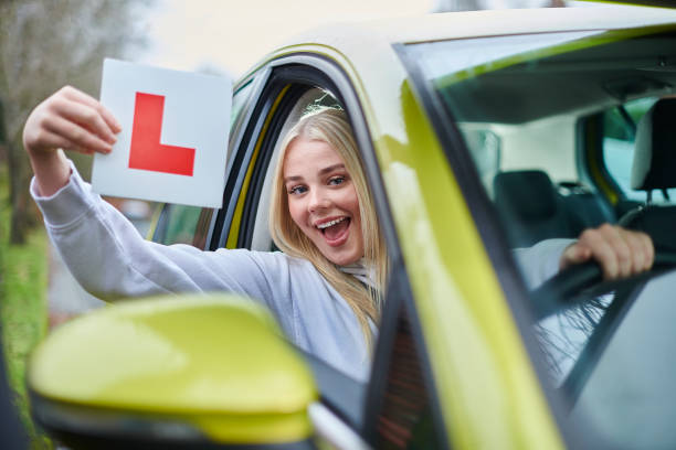 Learner driver car with L plate